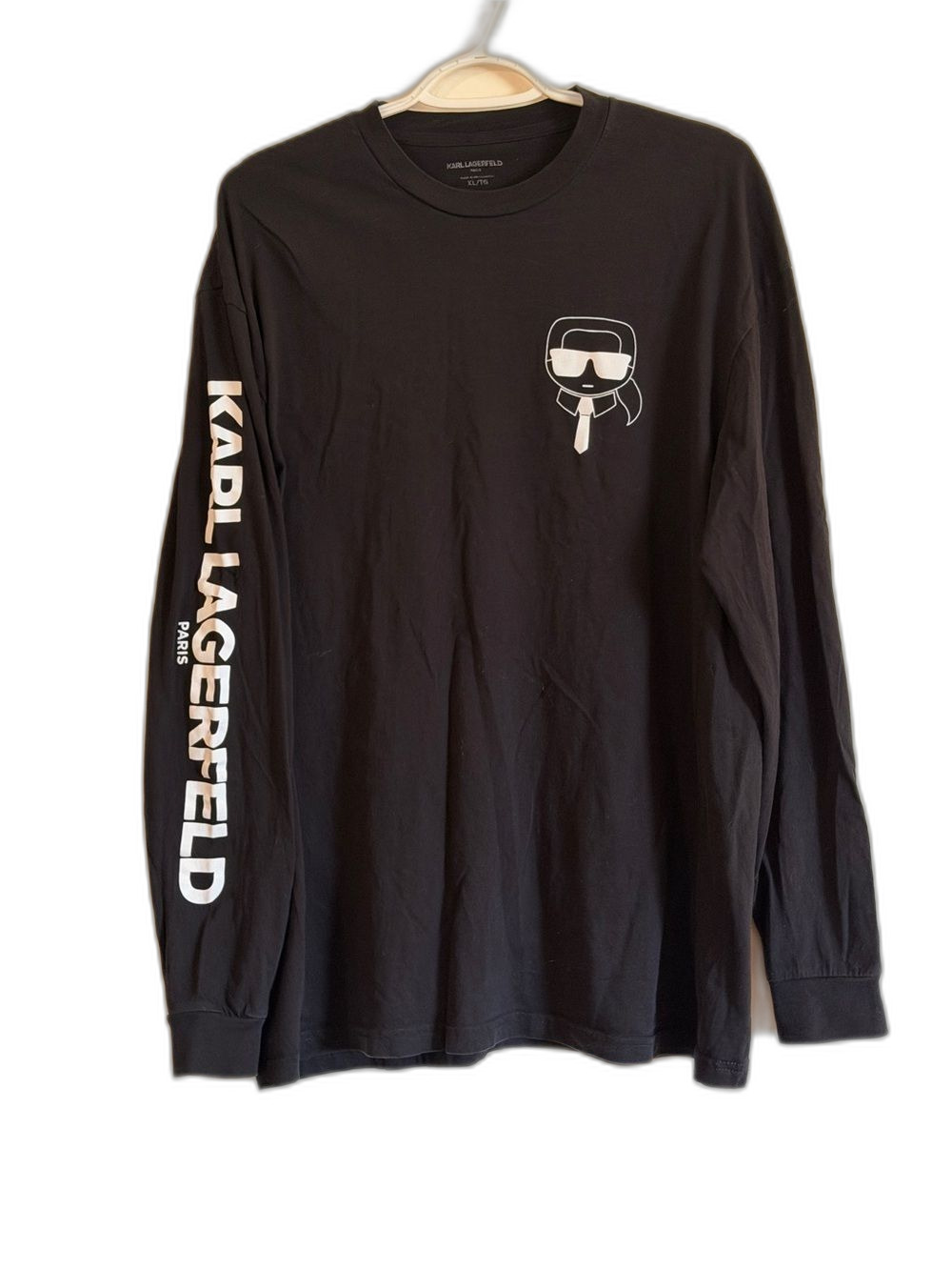 NWOT Karl Lagerfeld Men’s Black Long Sleeve Logo Shirt Sz XL